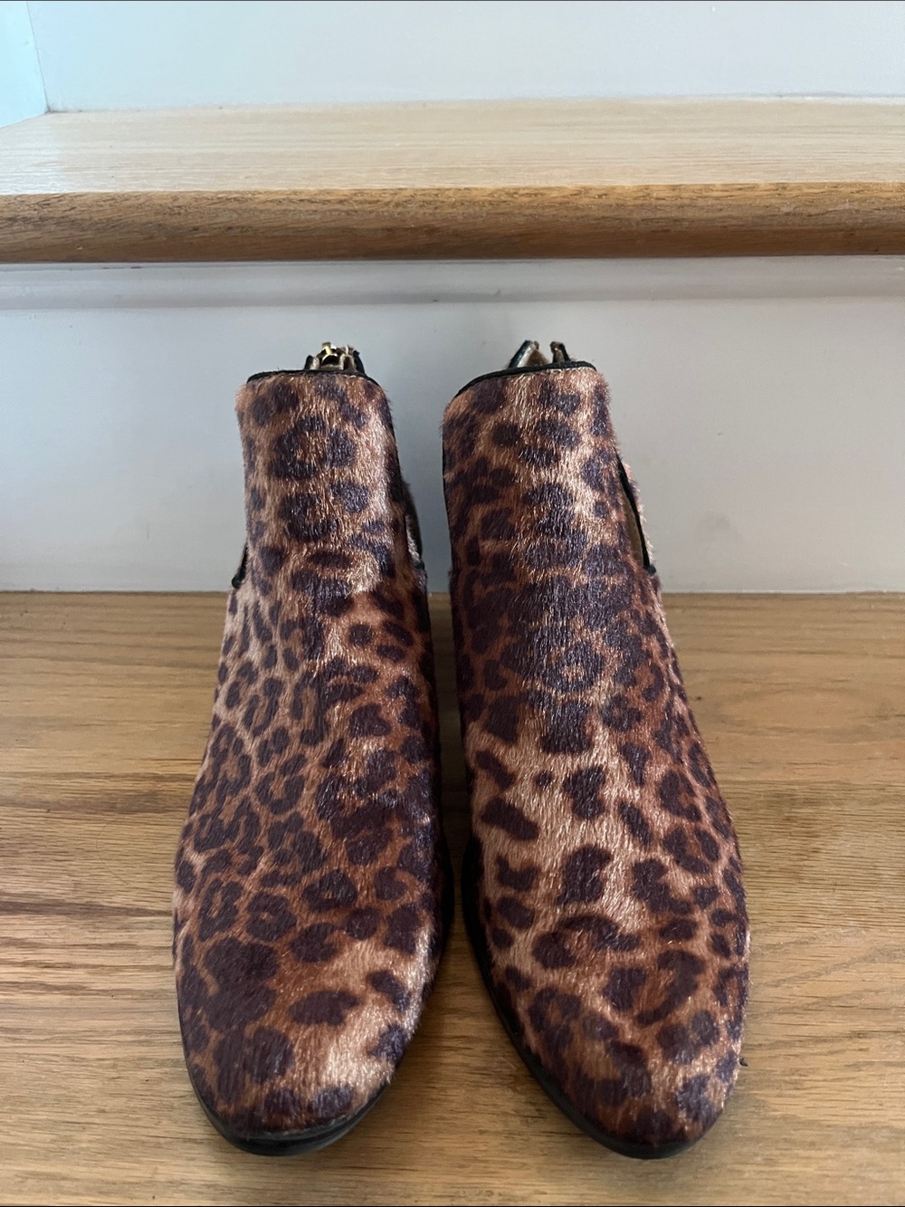 new directions Leopard Print Ankle Booties in Brown